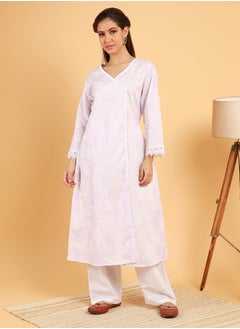  قصة Women's Saltbox Beige Soft Fern Kurta With Trousers  - Image 5
