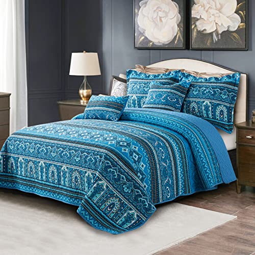 BEDIFANY Cotton Quilt King Size Sets, Lightweight King Bedspread Soft Quilted Reversible Coverlets Sets Boho Quilt King Set for Bed Decorations for All Seasons, 3 Pieces - Image 5