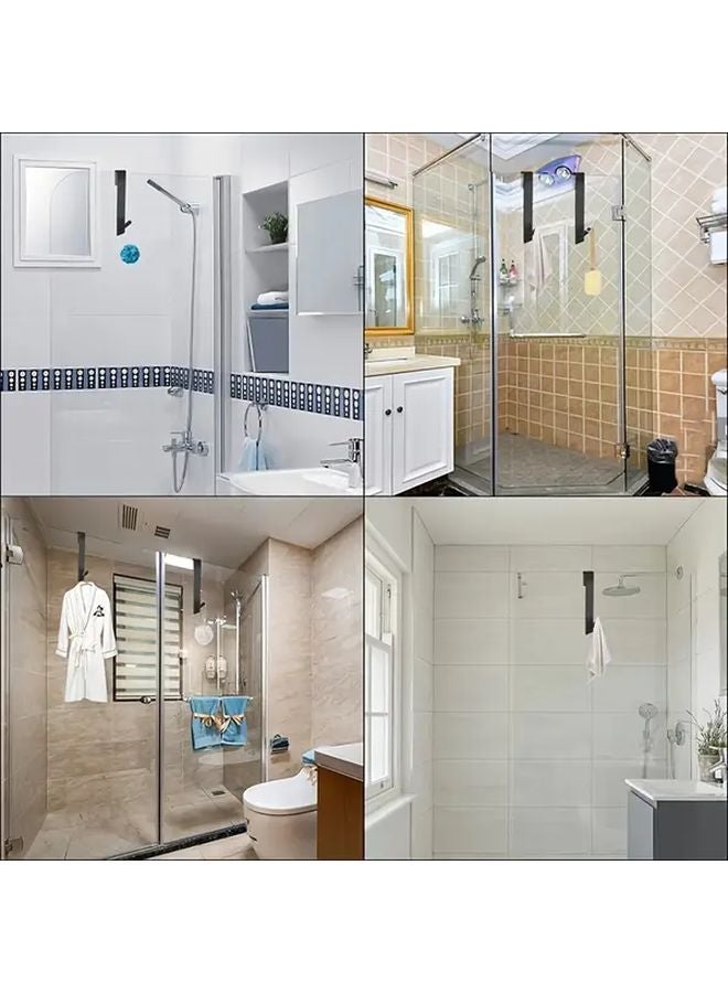 Black 3pcs No Drill Stainless Steel Bathroom Hooks Shower Towel Robe Hanger - Image 5