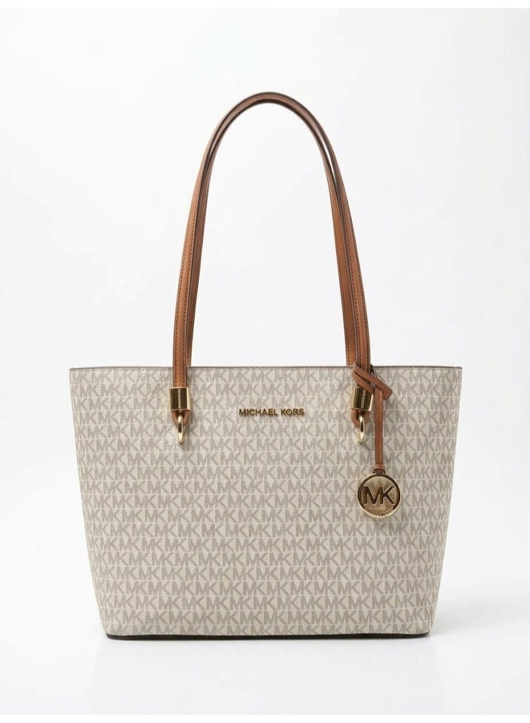 Michael Kors Women's Signature Tote Bag - Beige & Brown - Image 1