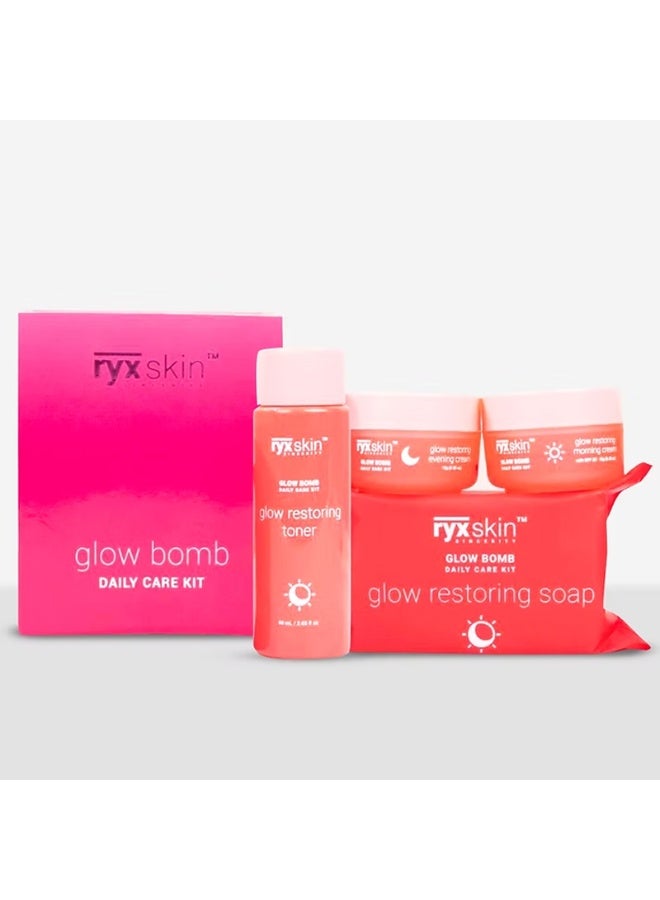 ryxskin sincerity RYX Skin Sincerity Glow Bomb Daily Care Kit Complete Glow Restoring Skin Care Set with Soap Toner Morning Cream and Evening Cream for Daily Face Care and Radiant Appearance - Image 1