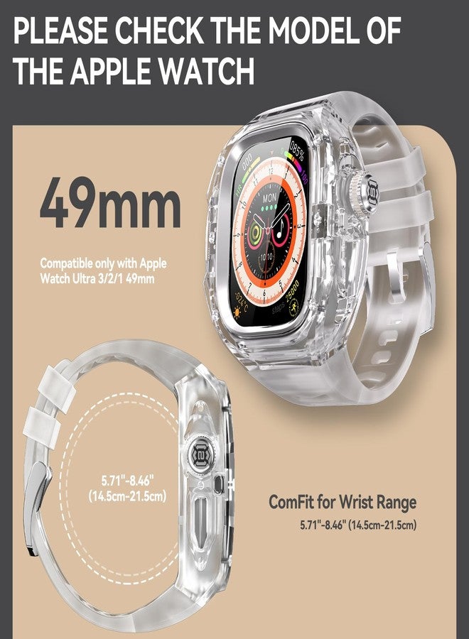 YOGRE for Apple Watch Ultra 3/2/1 49mm Case, Rugged Case with Band for Apple Watch 49mm One-Click Open Design and Military Grade Shockproof Bumper Cover for Men and Women (White and Steel) - Image 2