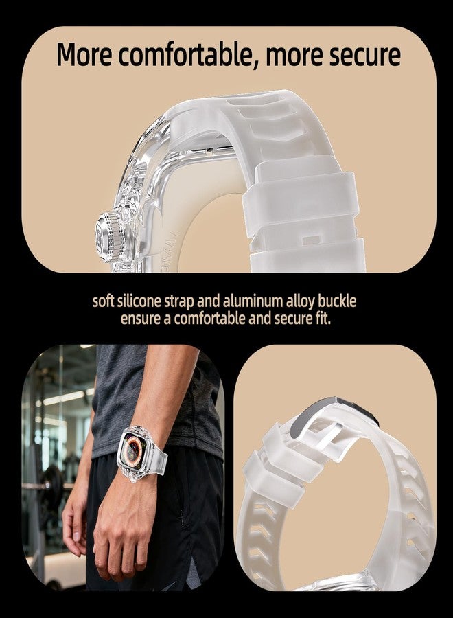 YOGRE for Apple Watch Ultra 3/2/1 49mm Case, Rugged Case with Band for Apple Watch 49mm One-Click Open Design and Military Grade Shockproof Bumper Cover for Men and Women (White and Steel) - Image 5