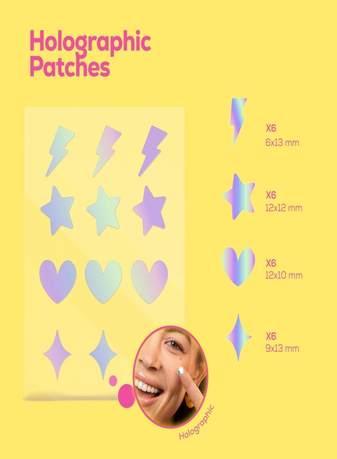 Hanhoo Cosmic Blemish Patch, 24 Count, Holographic Pimple Patches, Multi-shaped Zit Stickers, Reduces Size of Blemishes, Acne Spot Treatment, Gentle Blemish Care, Korean Skincare - Image 2