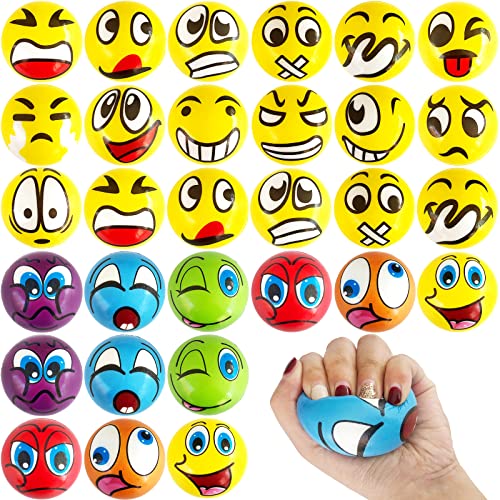 Zddaoole 30 Pcs Face Stress Balls25 Inch Funny Face Squeeze BallsEmotion Squeeze Foam BallsFoam Soft PU Balls for Hand Wrist Stress Reliefs Finger Exercise - Image 1