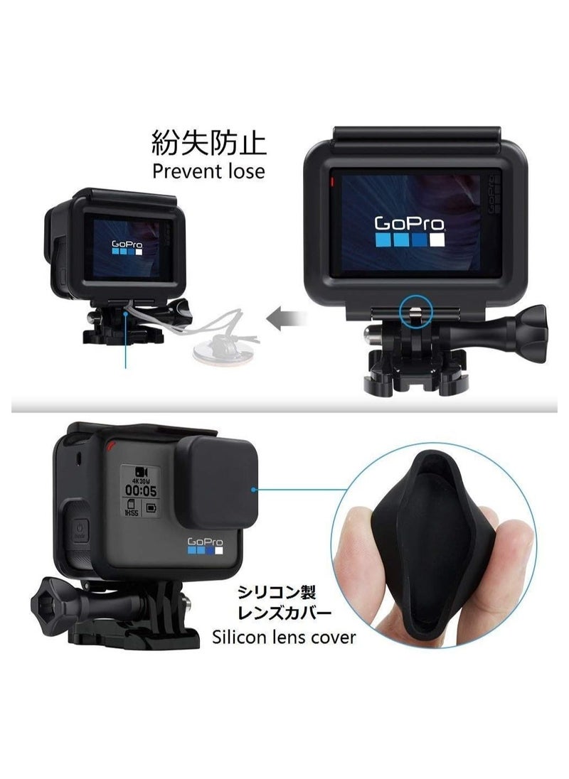 Protective Housing Case Side Open Frame + Silicon Cover Cap for GoPro Hero 5/6 / 7 Black Action Camera Protect Kit Accessories