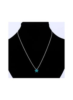 Fayrouz Jewellery Fayruz Jewelry Stainless Steel Blue Opal Chain Necklace 45cm Length, Blue Opal, for Women 18K White Gold Plated Steel Fashion Jewelry Necklace Chunky Jewelry for Girls and Women  - Image 2