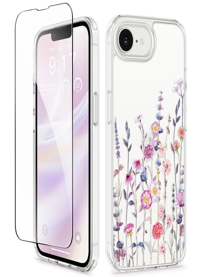 GVIEWIN Compatible with iPhone 16e Case 6,1" 2025, with Screen Protector Yellowing Resistant Shockproof Lightweight Clear Transparent Floral TPU + PC Cover for 16e Women Girls, Vibrant Spring - Image 1