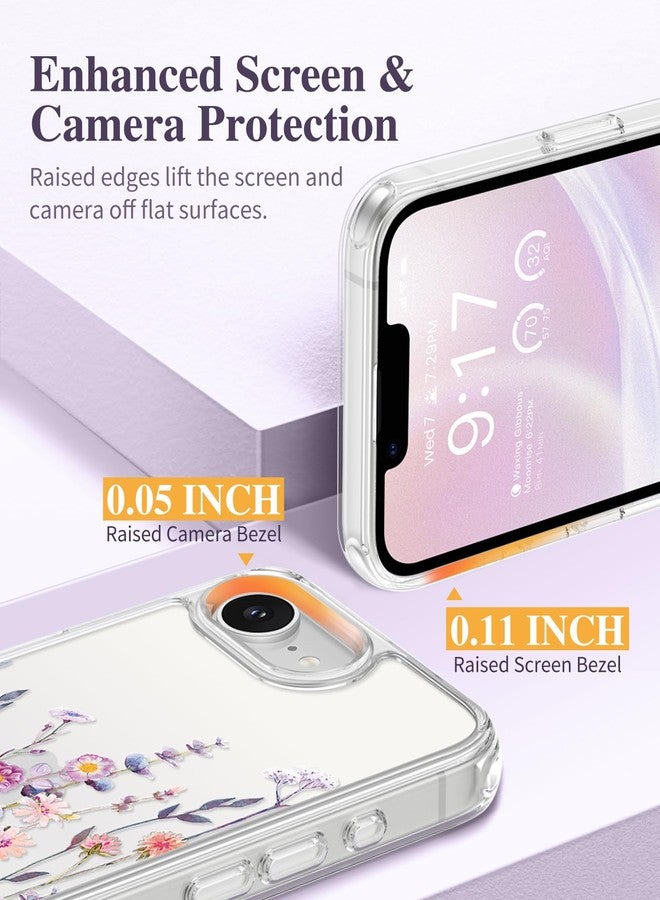 GVIEWIN Compatible with iPhone 16e Case 6,1" 2025, with Screen Protector Yellowing Resistant Shockproof Lightweight Clear Transparent Floral TPU + PC Cover for 16e Women Girls, Vibrant Spring - Image 5