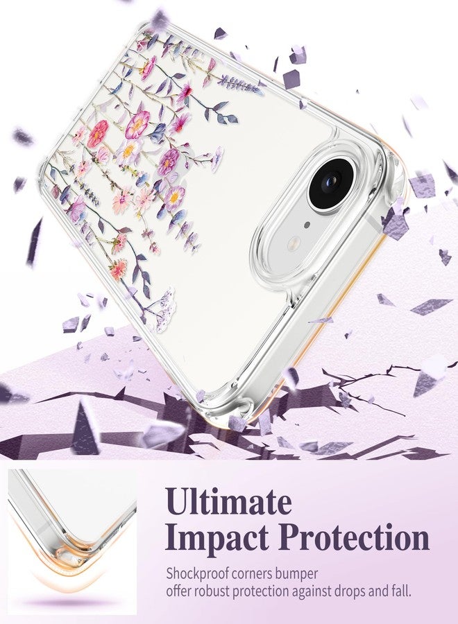 GVIEWIN Compatible with iPhone 16e Case 6,1" 2025, with Screen Protector Yellowing Resistant Shockproof Lightweight Clear Transparent Floral TPU + PC Cover for 16e Women Girls, Vibrant Spring - Image 4