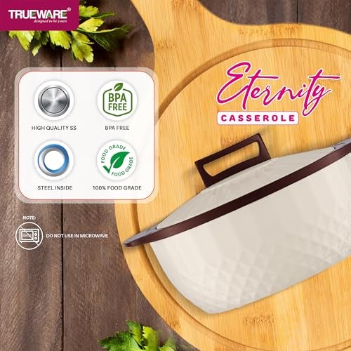 Trueware Eternity Inner Steel Insulated 750, 1000 & 1500ML Thermoware Casserole Set of 3 | BPA Free | Odour Proof | Food Grade | Easy to Carry | Serving | Curd Maker | Hot Pot - Image 5
