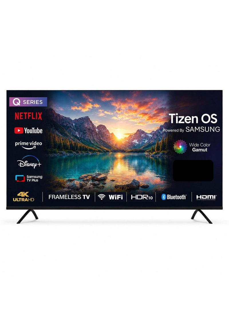 NIKAI 50 Inch UHD 4K Smart TV, 60Hz, Tizen OS Powered by Samsung, Q Series, HDR10, Wide Color Gamut, Bluetooth, Dolby Audio, HDMI, USB, WiFi, 2 Year Warranty, 50QTZN4KSLED black - Image 1