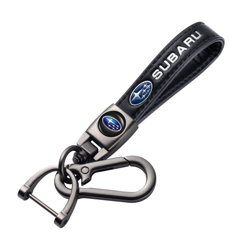 Genuine Leather Car Keychain - Black, Exceptional Durability, Compact Lightweight Design, Distinctive Car Logo, for Car Motor Home Keys, Gift for Men Women Birthday - Image 1