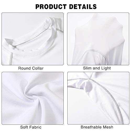 MEETYOO Mens Compression Long Sleeve Athletic Workout Undershirt, Black+white, Small US - Image 3
