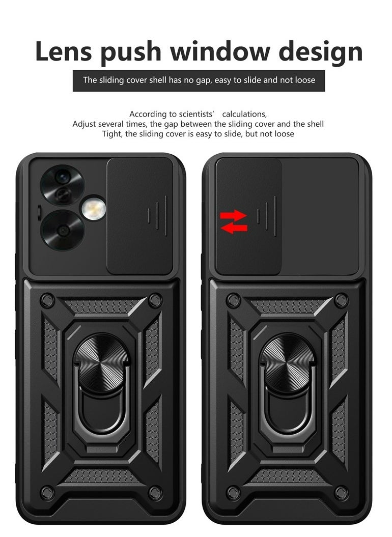 Generic - OPPO A79 5G Case, Slide Camera Lens Cover + 360°Rotating Kickstand Ring + Support Magnetic Car Mount Shockproof Mobile Phone Case - Image 1