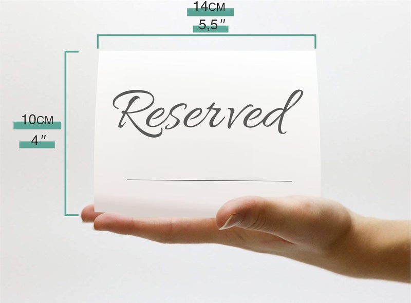 Toros.Store 20 Pack Modern Reserved Table Sign With Name Line - Reserved Signs For Wedding - White Reserved Signs - Wedding Accessories - Tent Cards For Reserving Seats & Places - Place Cards For Party  Event - Image 3