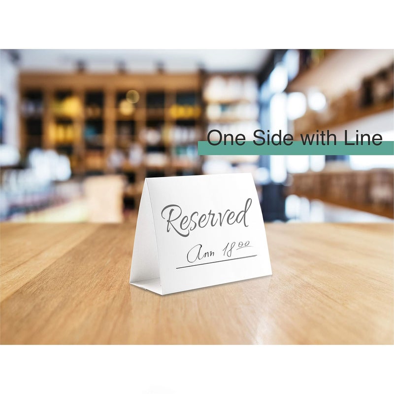 Toros.Store 20 Pack Modern Reserved Table Sign With Name Line - Reserved Signs For Wedding - White Reserved Signs - Wedding Accessories - Tent Cards For Reserving Seats & Places - Place Cards For Party  Event - Image 5