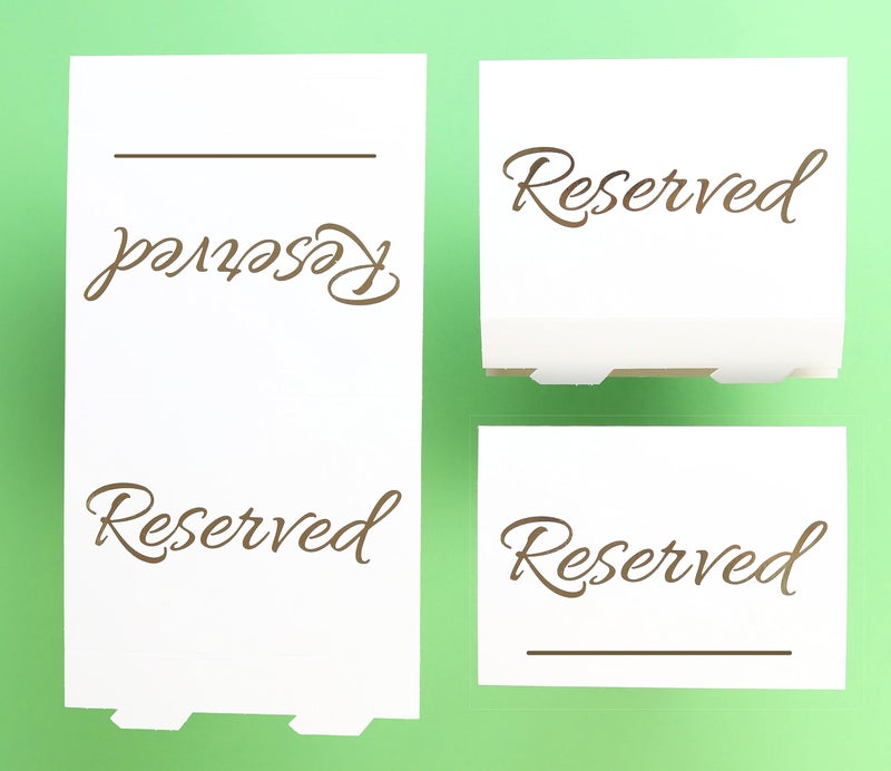 Toros.Store 20 Pack Modern Reserved Table Sign With Name Line - Reserved Signs For Wedding - White Reserved Signs - Wedding Accessories - Tent Cards For Reserving Seats & Places - Place Cards For Party  Event - Image 4
