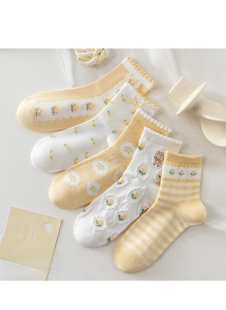 Generic - Women Absorb Sweat and Deodorize Socks 5 Pairs High Quality Socks One Size Fits All - Image 1