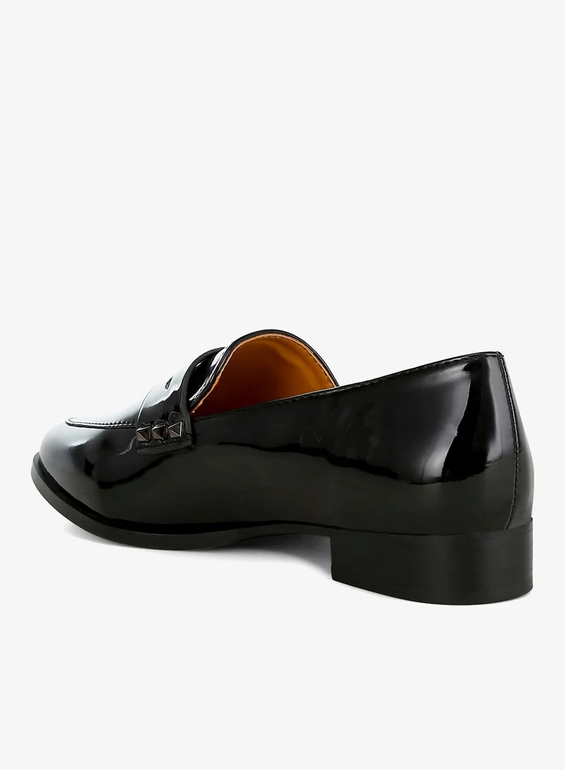 London Rag Black Patent Pleather Penny Loafers in Black for Women | Best Price UAE