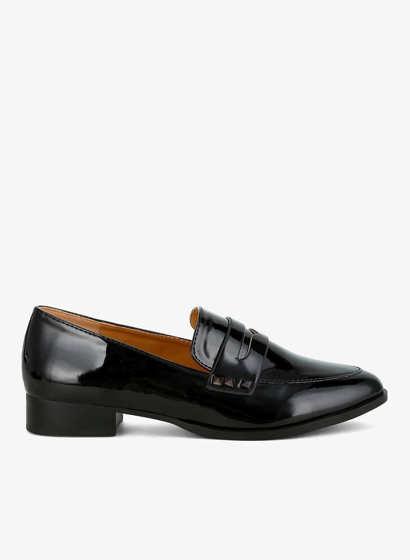 Patent Pleather Penny Loafers in Black