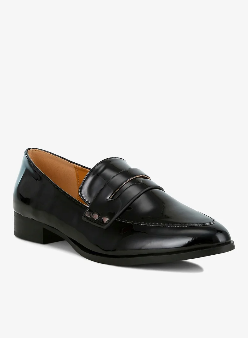 London Rag Black Patent Pleather Penny Loafers in Black for Women | Best Price UAE