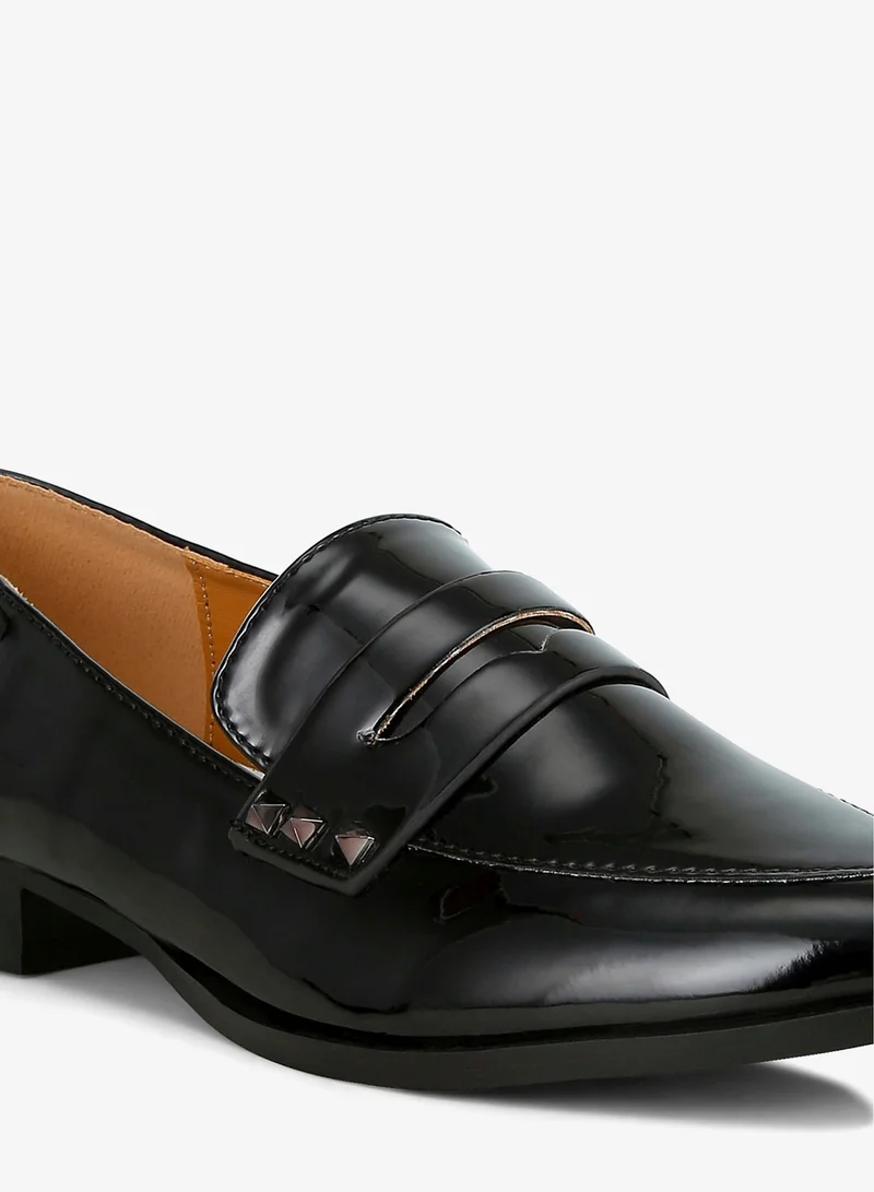 London Rag Black Patent Pleather Penny Loafers in Black for Women | Best Price UAE