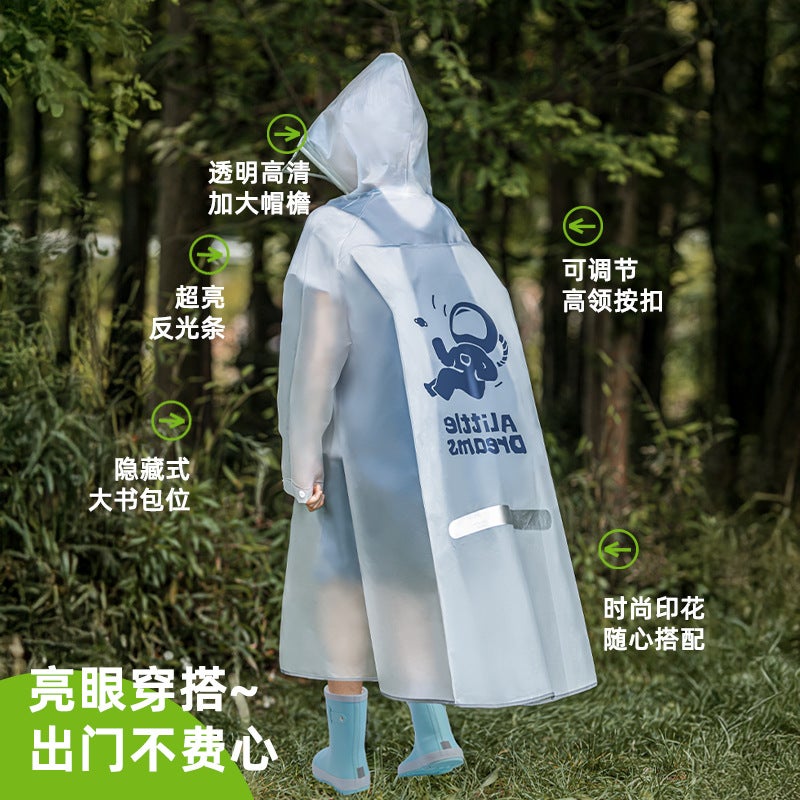 Children'S Raincoat For Students, Boys And Girls, Waterproof Full Body Style With School Bag, Medium And Large Kidsren'S School Poncho - Image 3
