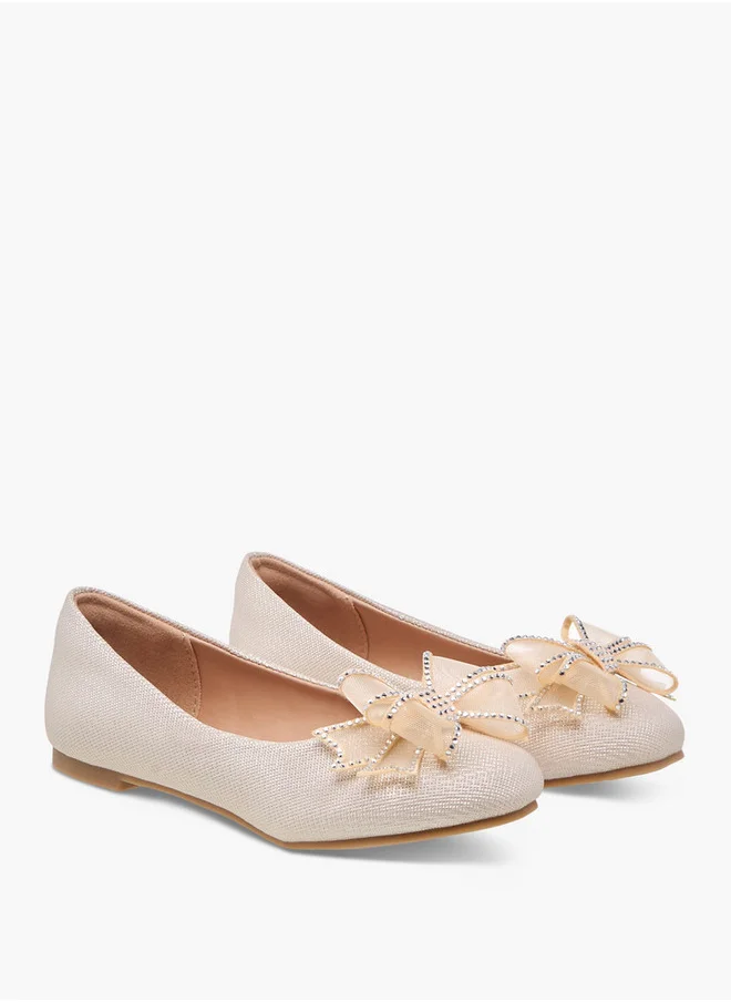 Celeste Girls' Bow Embellished Slip-On Ballerina Shoes