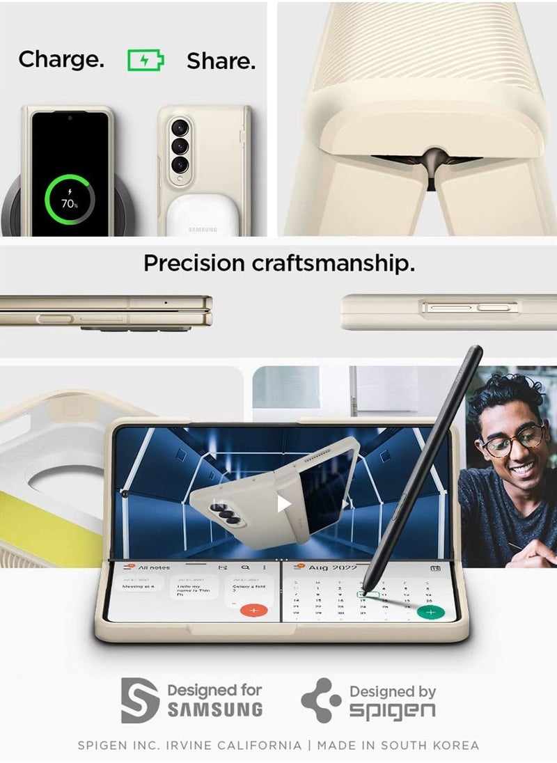Spigen - Slim Armor Pro [Hinge Coverage] for Samsung Galaxy Z Fold 4 Case Cover - Pearled Ivory - Image 1
