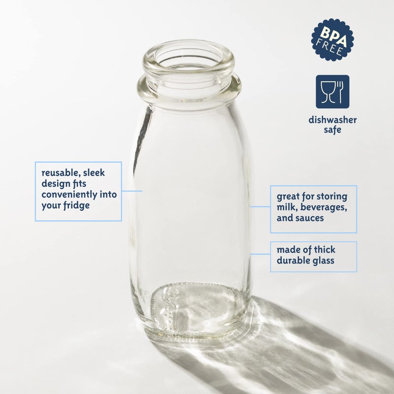 kitchentoolz 12 Oz Square Glass Milk Jugs with Caps - Perfect Milk Container for Refrigerator - 12 Ounce Glass Milk Bottle with Tamper Proof Lid and Pour Spout - Pack of 2 - Image 4