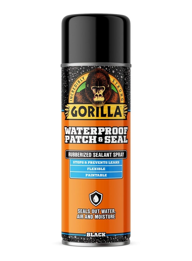 Gorilla Waterproof Patch & Seal Rubberized Sealant Spray, Black, 16 Ounce (Pack of 1) - Seals Out Water, Air, and Moisture - Image 1