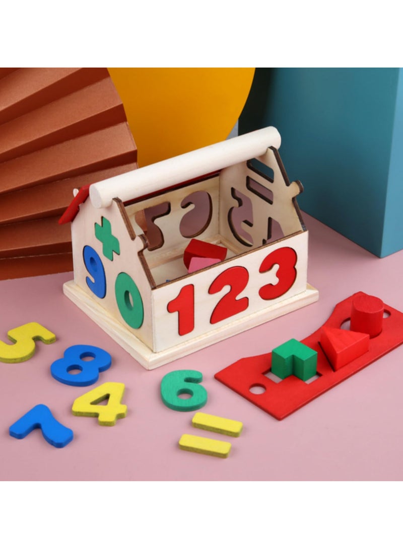 Children Digital Geometry Wisdom House Puzzle Early Education Wooden Toy Gift Educational Toy for Early Learning Figure Cognition Safe Developmental Toy Wooden Training Toy Smart House Shape  - Image 4