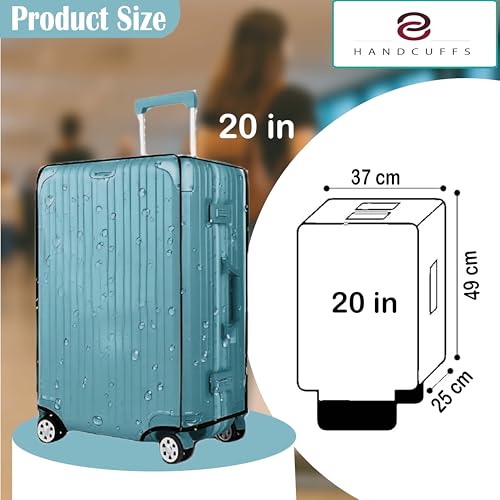 Handcuffs Trolley Bag Cover/Suitcase Bag Cover/Waterproof Dustproof Luggage Bag Cover/Zippered Clear PVC Suitcase Covers Protectors (Set of 1, 20 Inch) - Image 2