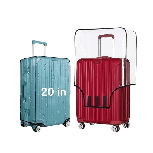 Handcuffs Trolley Bag Cover/Suitcase Bag Cover/Waterproof Dustproof Luggage Bag Cover/Zippered Clear PVC Suitcase Covers Protectors (Set of 1, 20 Inch) - Image 1