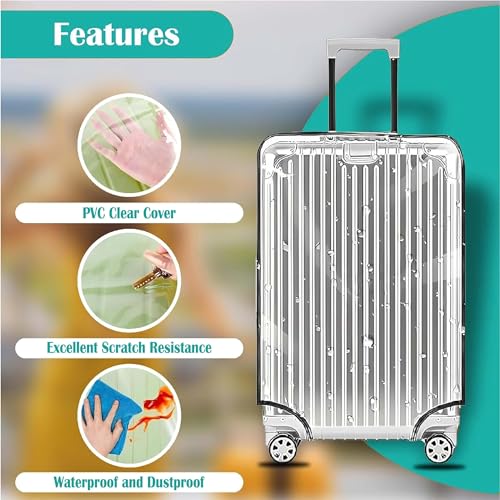 Handcuffs Trolley Bag Cover/Suitcase Bag Cover/Waterproof Dustproof Luggage Bag Cover/Zippered Clear PVC Suitcase Covers Protectors (Set of 1, 20 Inch) - Image 5
