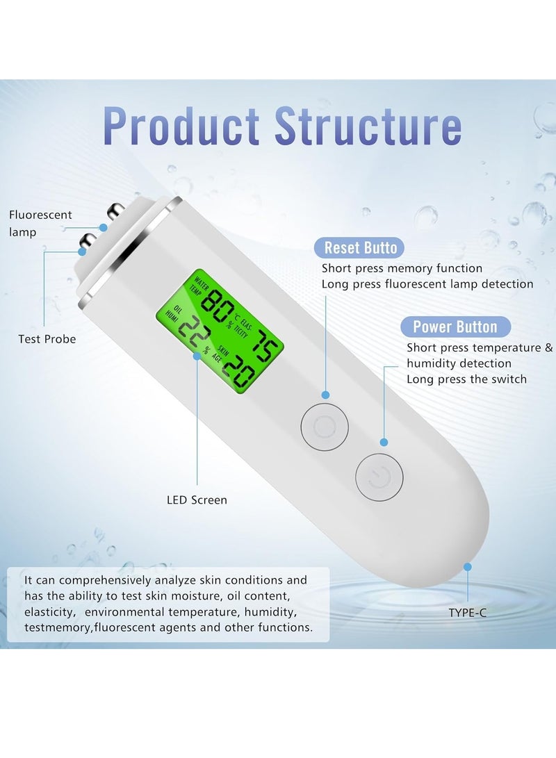 foreverlily LCD Digital Precision Skin Oil Content Analyzer, Moisture Tester Skin Monitor Detector, Face Care Tool for Beauty Salon Spa Gift Girl Women, Face Skin Sensor Tester, Oil Det, Skin Moisture  - Image 3