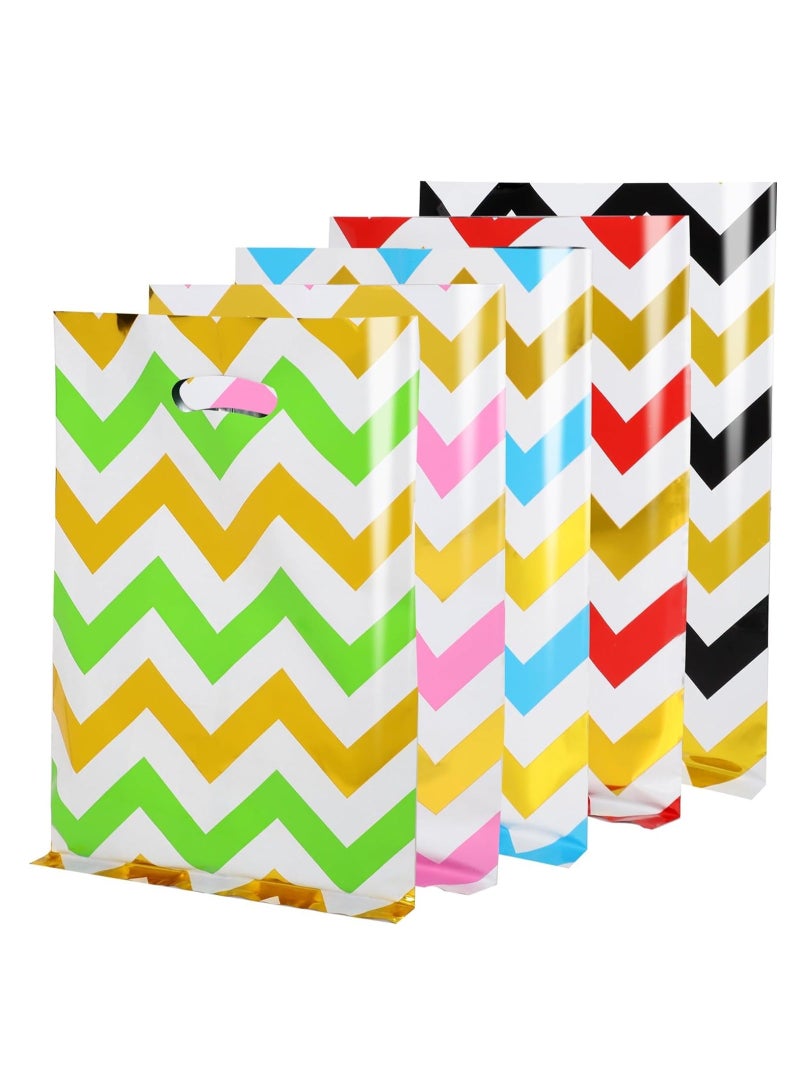 Excefore 50 Pcs Plastic Gift Bags, 9.8 * 6.5 inch Colorful Candy Bag with Handle Gift Bags for Kids Girls Boys Birthday Toy Goodies  Birthday Wedding Party - Image 1