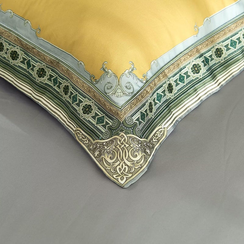 mixinni Queen Size Duvet Cover Set - 3PC Garden Style Long Staple Cotton Golden Floral Bedding, Chinoiserie Chic Botanical Print, Reversible Design, Zipper Closure, Soft & Breathable for Him & Her - Image 5