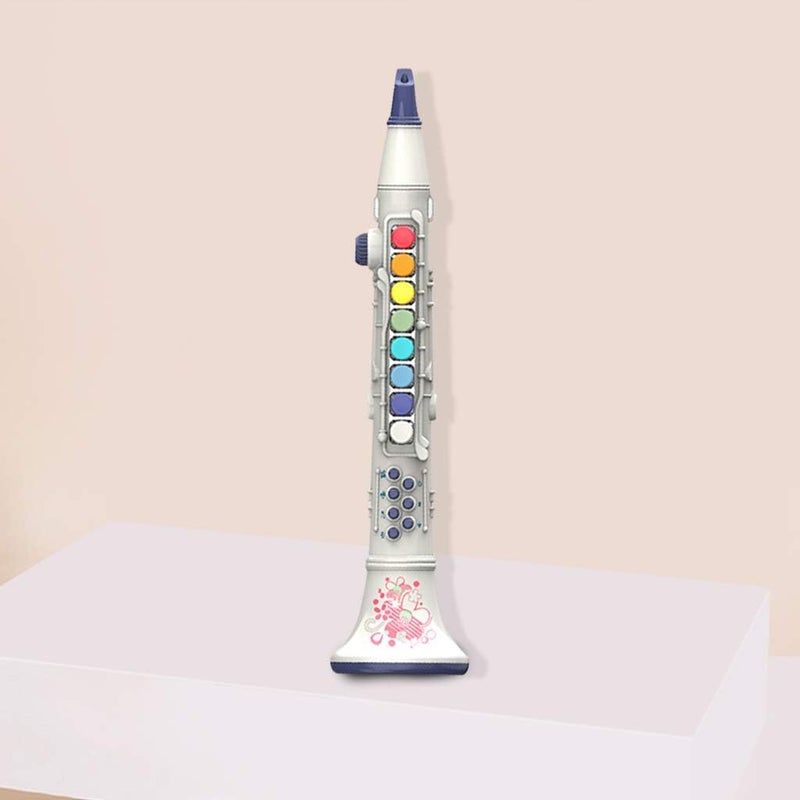 كلاراكو لعبة موسيقية للأطفال، آلة موسيقية على شكل بوق/ساكسفون/كلارينيت بمفاتيح ملونة، مناسبة للأولاد والبنات من عمر 3 سنوات فما فوق، كلارينيت أبيض - Image 2