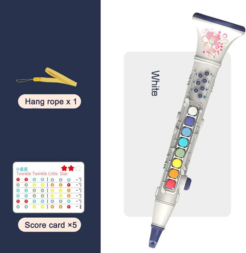 كلاراكو لعبة موسيقية للأطفال، آلة موسيقية على شكل بوق/ساكسفون/كلارينيت بمفاتيح ملونة، مناسبة للأولاد والبنات من عمر 3 سنوات فما فوق، كلارينيت أبيض - Image 5