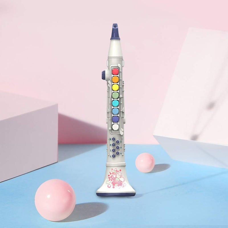 كلاراكو لعبة موسيقية للأطفال، آلة موسيقية على شكل بوق/ساكسفون/كلارينيت بمفاتيح ملونة، مناسبة للأولاد والبنات من عمر 3 سنوات فما فوق، كلارينيت أبيض - Image 1