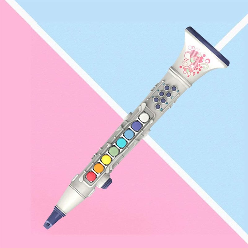 كلاراكو لعبة موسيقية للأطفال، آلة موسيقية على شكل بوق/ساكسفون/كلارينيت بمفاتيح ملونة، مناسبة للأولاد والبنات من عمر 3 سنوات فما فوق، كلارينيت أبيض - Image 4