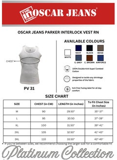 OSCAR JEANS Platinum Collection Double-Knit 100% Cotton Mens Vest Undershirt Tank Top Ultrasoft Breathable Sleeveless Sando Pack of 3  - Image 3