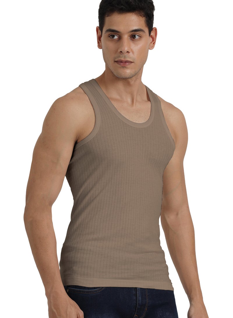 OSCAR JEANS Platinum Collection Double-Knit 100% Cotton Mens Vest Undershirt Tank Top Ultrasoft Breathable Sleeveless Sando Pack of 3  - Image 4