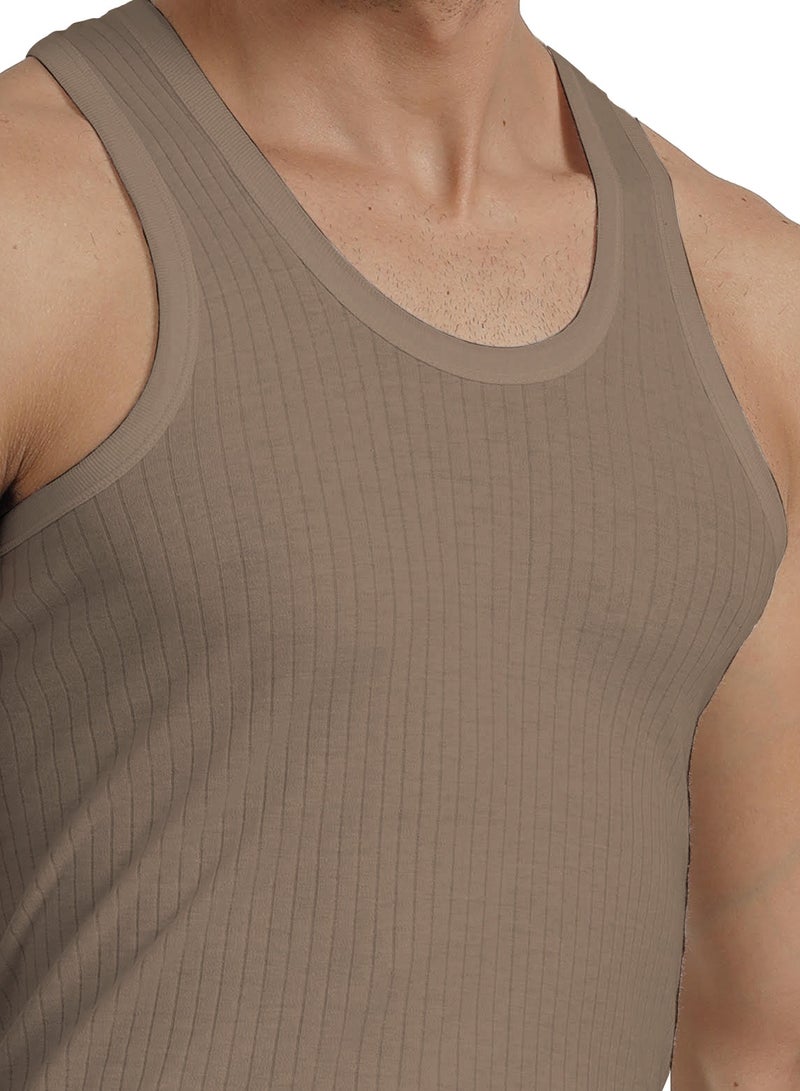 Platinum Collection Double-Knit 100% Cotton Mens Vest Undershirt Tank Top Ultrasoft Breathable Sleeveless Sando Pack of 3