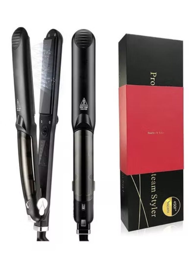 2 in 1 Professional Multi-functional Ceramic Steam Hair Straightener and Curler Styler with LCD Display, Quick heating and 360° swivel cord
