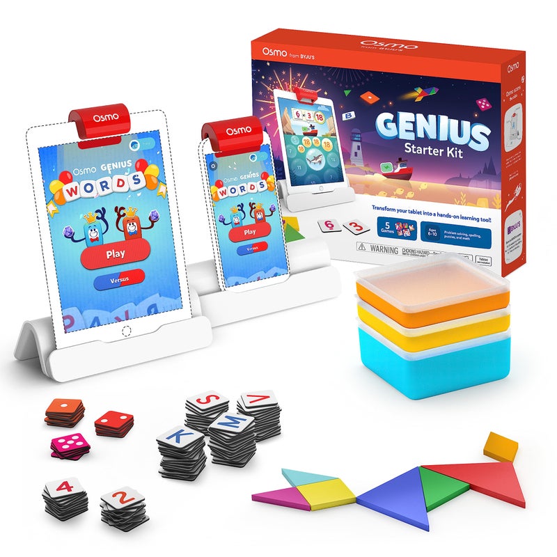 Osmo - Genius Starter Kit for iPad & iPhone - 5 Educational Learning Games - Ages 6-10 - Math, Spelling, Creativity & More - STEM Toy Gifts for Kids, Boy & Girl - Ages 6 7 8 9 10 (Osmo Base Included) - Image 1