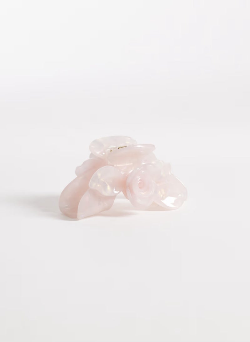 Beautify Rose detail hair clip in light pink - Image 1