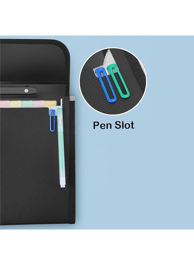 erorex Expanding File Folders A4 13 Pockets Expanding File Folder Organiser With Handle File Organiser Plastic Document Wallet For Paperwork A4 For Travel School Office Home Black - Image 3